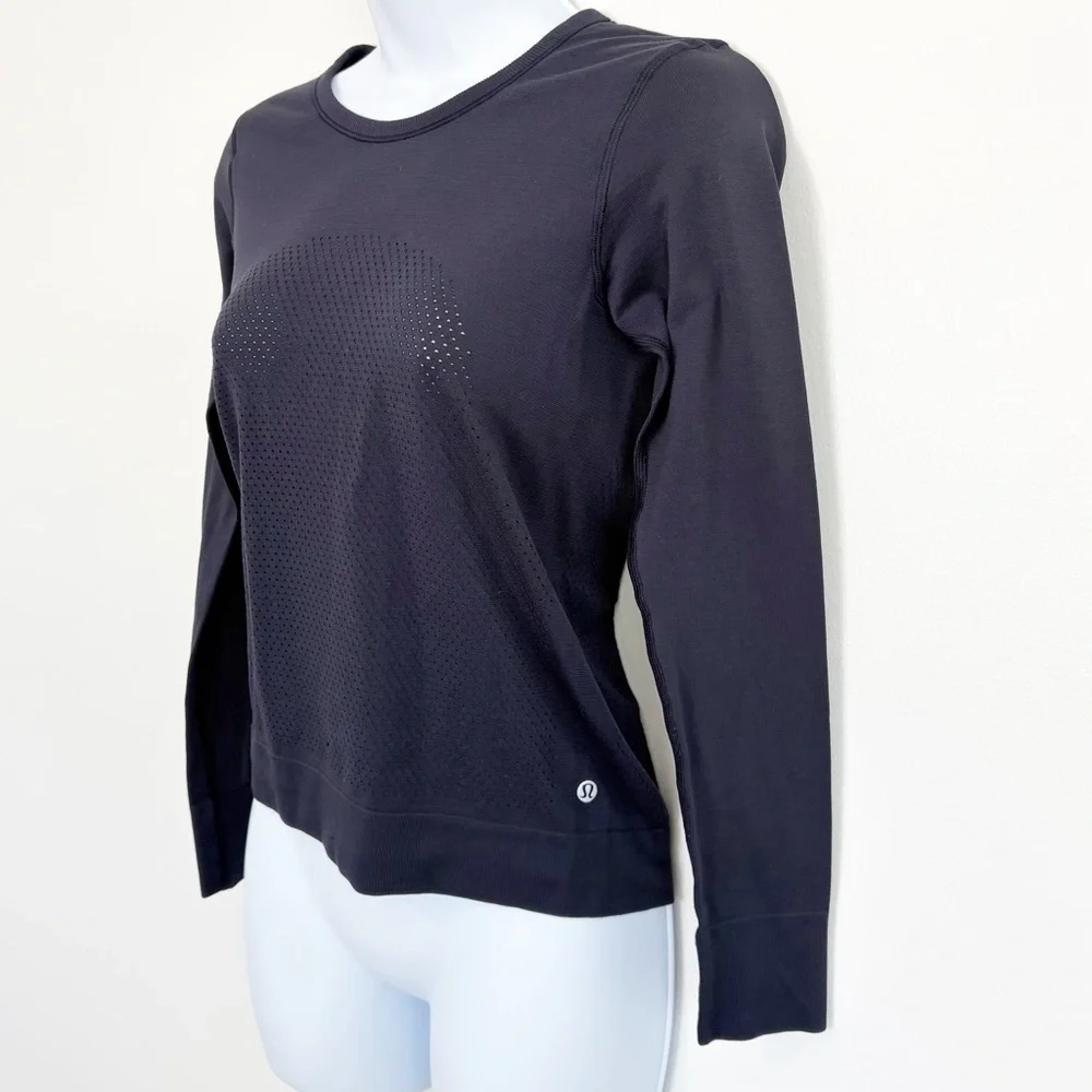 LULULEMON Breeze By Long Sleeve Navy Blue Size 4 - Picture 3 of 10